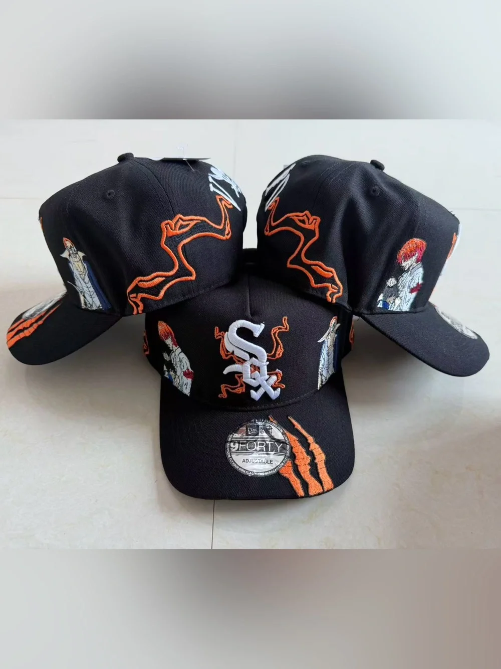 One Piece Shanks New Era Black and Orange Chicago White Sox Embroidered Cap